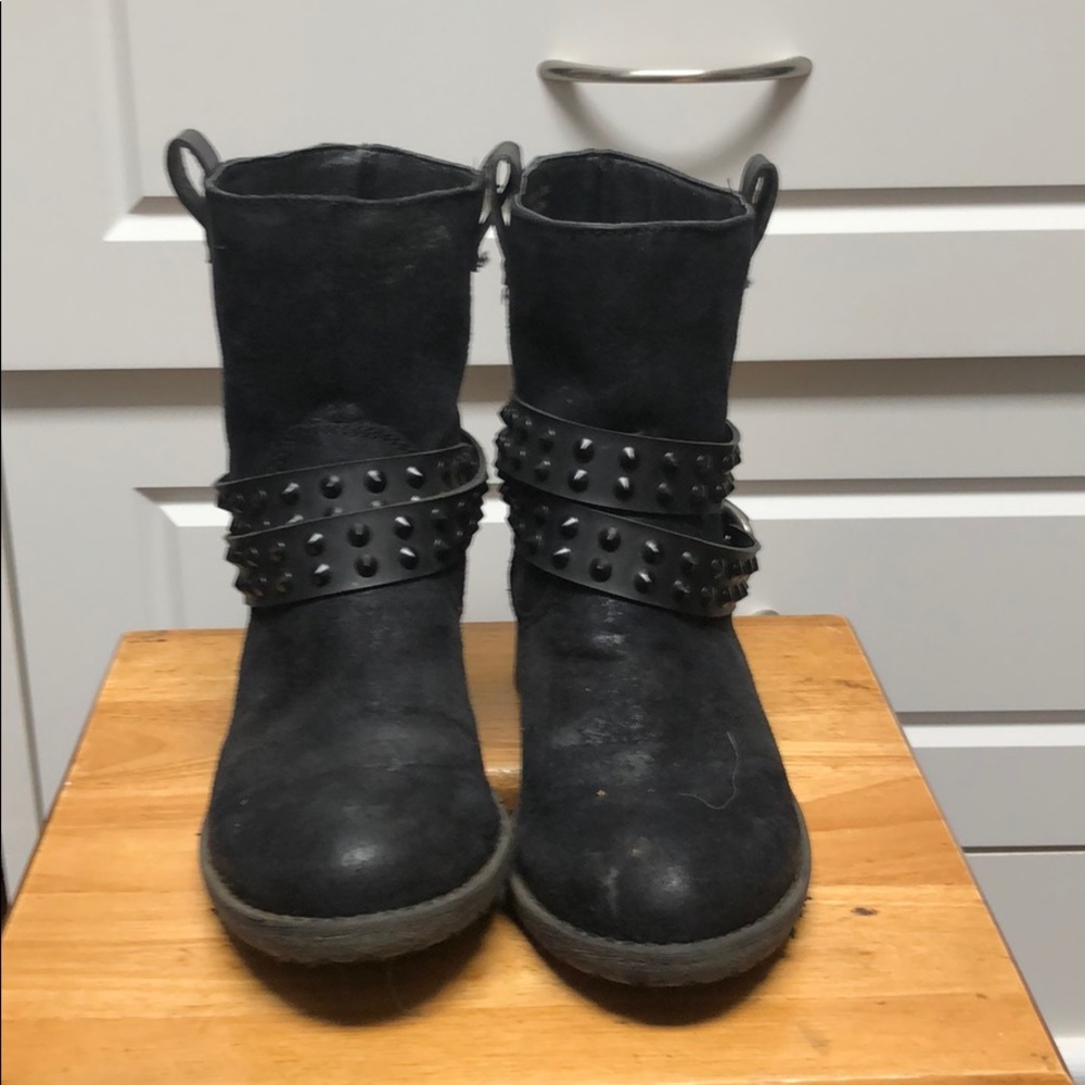 Rebels black moto boots, 6.5.